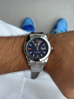 Rlx Oyster Perpetual 2026 metal plateado - tablero Azul / Naranja