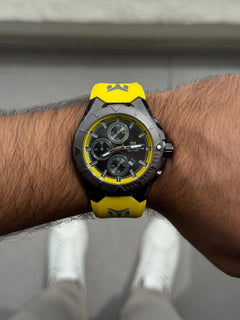 Tchmrn Cronogra Mt 2 Goma Amarilla - bisel Gris - Fondo Negro Amarillo