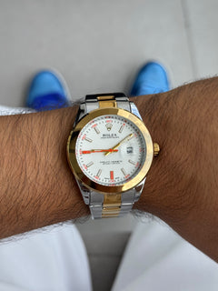 Rlx Oyster Perpetual 2026 metal bicolor dorado - tablero blanco / Naranja