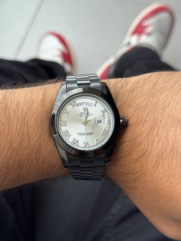 Rlx Roman Liso Negro Tablero Plateado