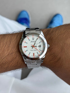 Rlx Oyster Perpetual 2026 metal plateado - tablero Blanco / Naranja