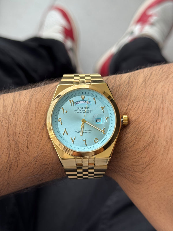 Rlx Lx Arabe Dorado Tablero Azul