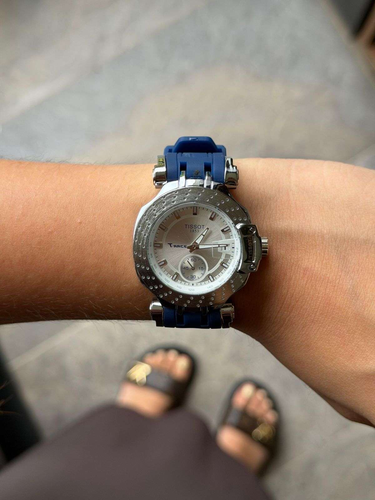 Tsst Mujer Goma Azul Tablero Plateado Negro