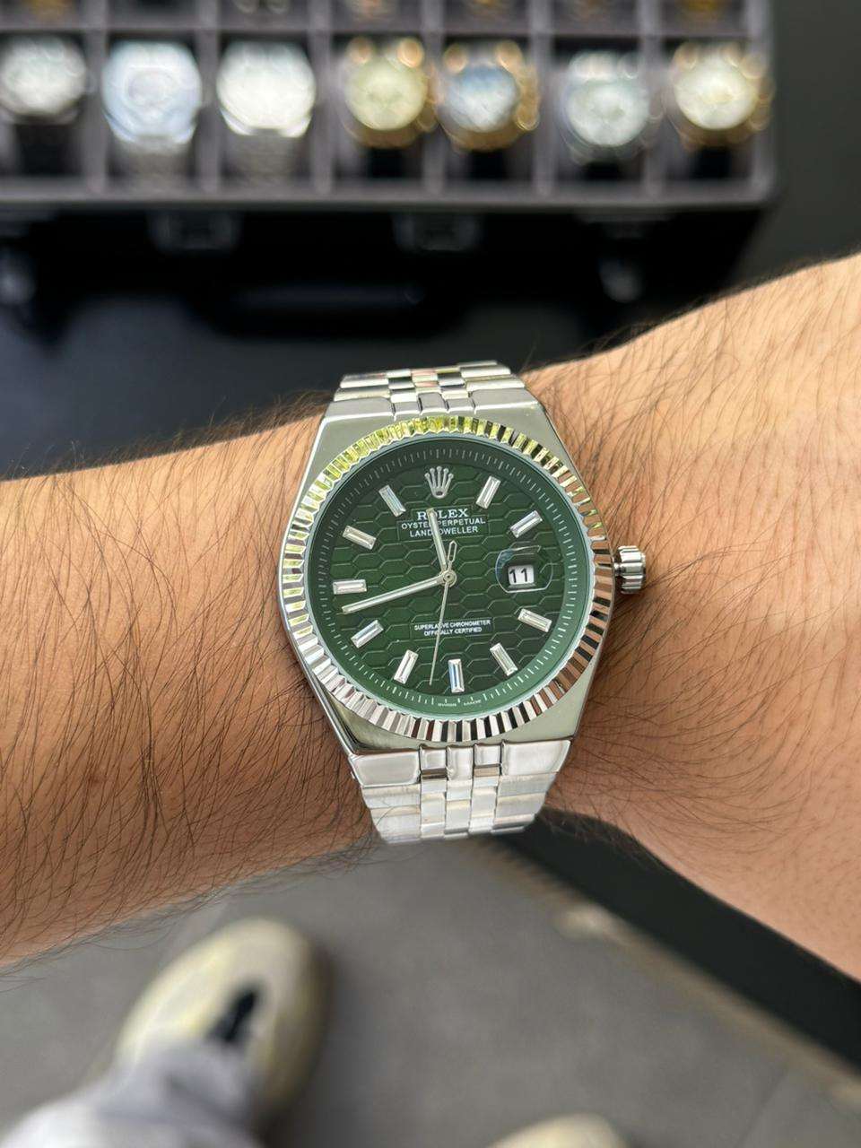 Rlx Oyster Luxe Plateado Tablero Verde