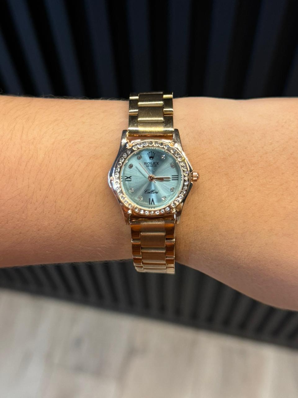 Rlx Mujer Oro Rosa Tablero Verdoso
