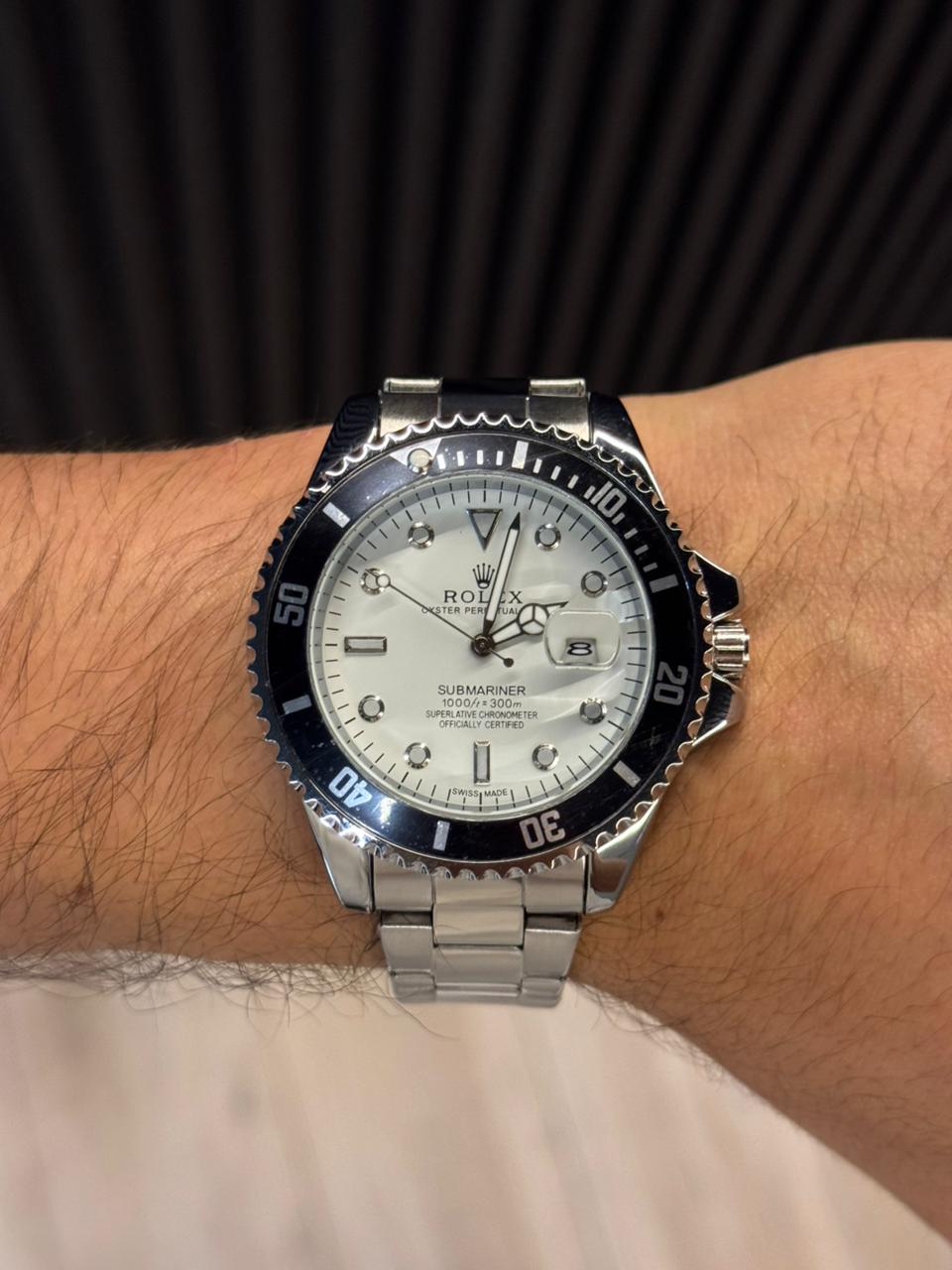 Rlx 2026 Submariner Plateado Tablero Blanco Negro