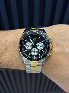 Ornt Mako Crono Bicolor Dorado Tablero Negro