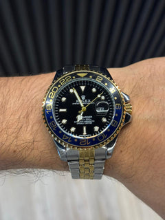 Rlx Master 2 Bicolor Dorado Tablero Negro Bisel Azul Negro