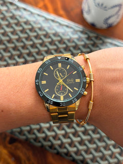 QYQ Crono Dorado Tablero Negro