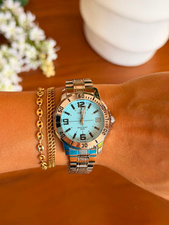 Cso Mujer 50 Plateado Tablero Azul