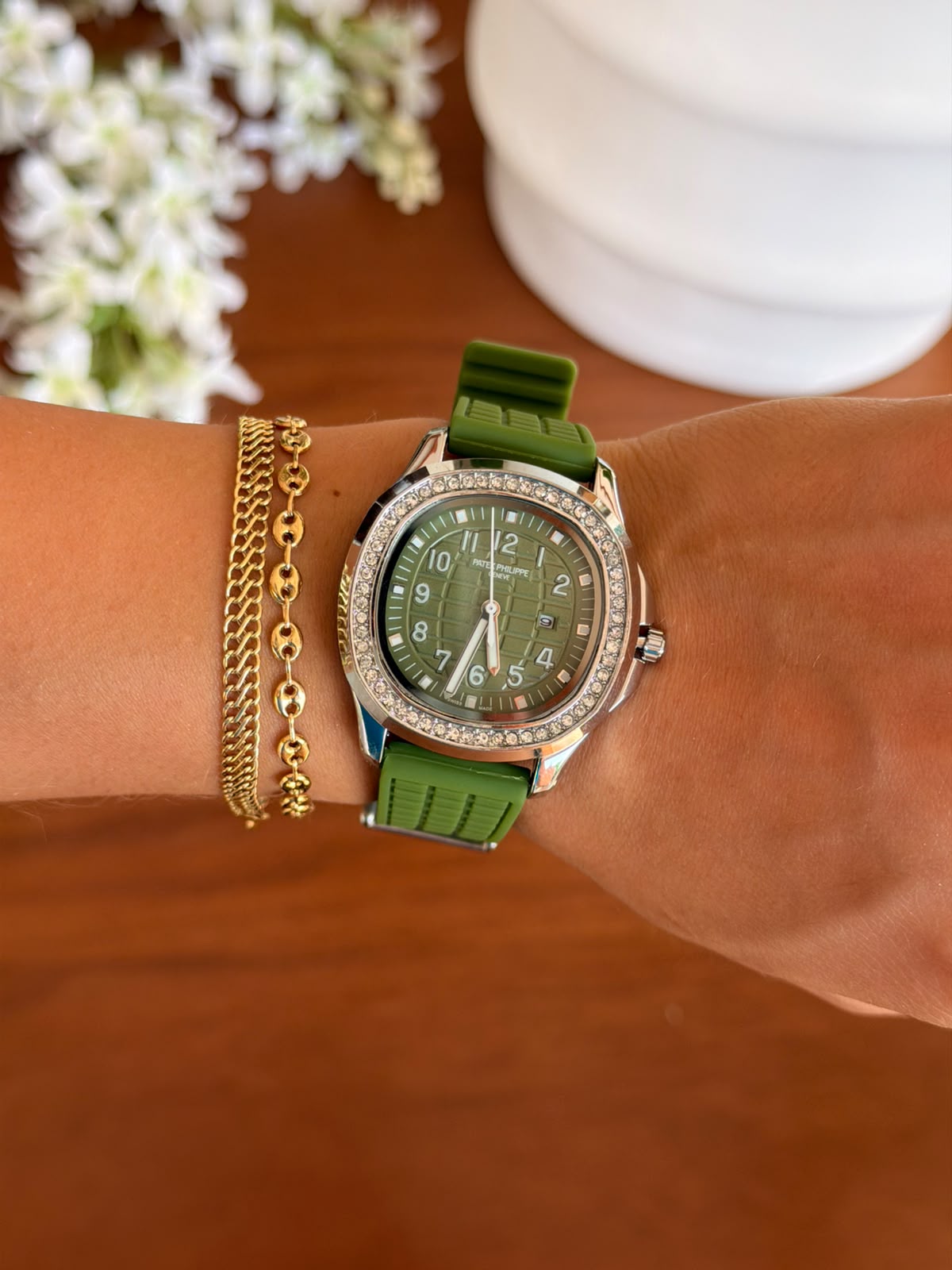 Ptk Mujer Circones 2026 Goma Verde Tablero Verde Plateado