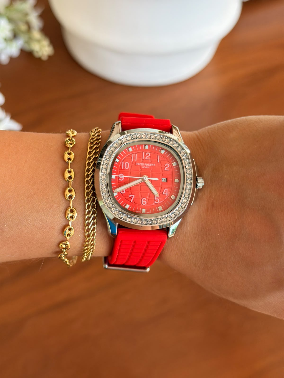 Ptk Mujer Circones 2026 Goma Roja Tablero Rojo Plateado