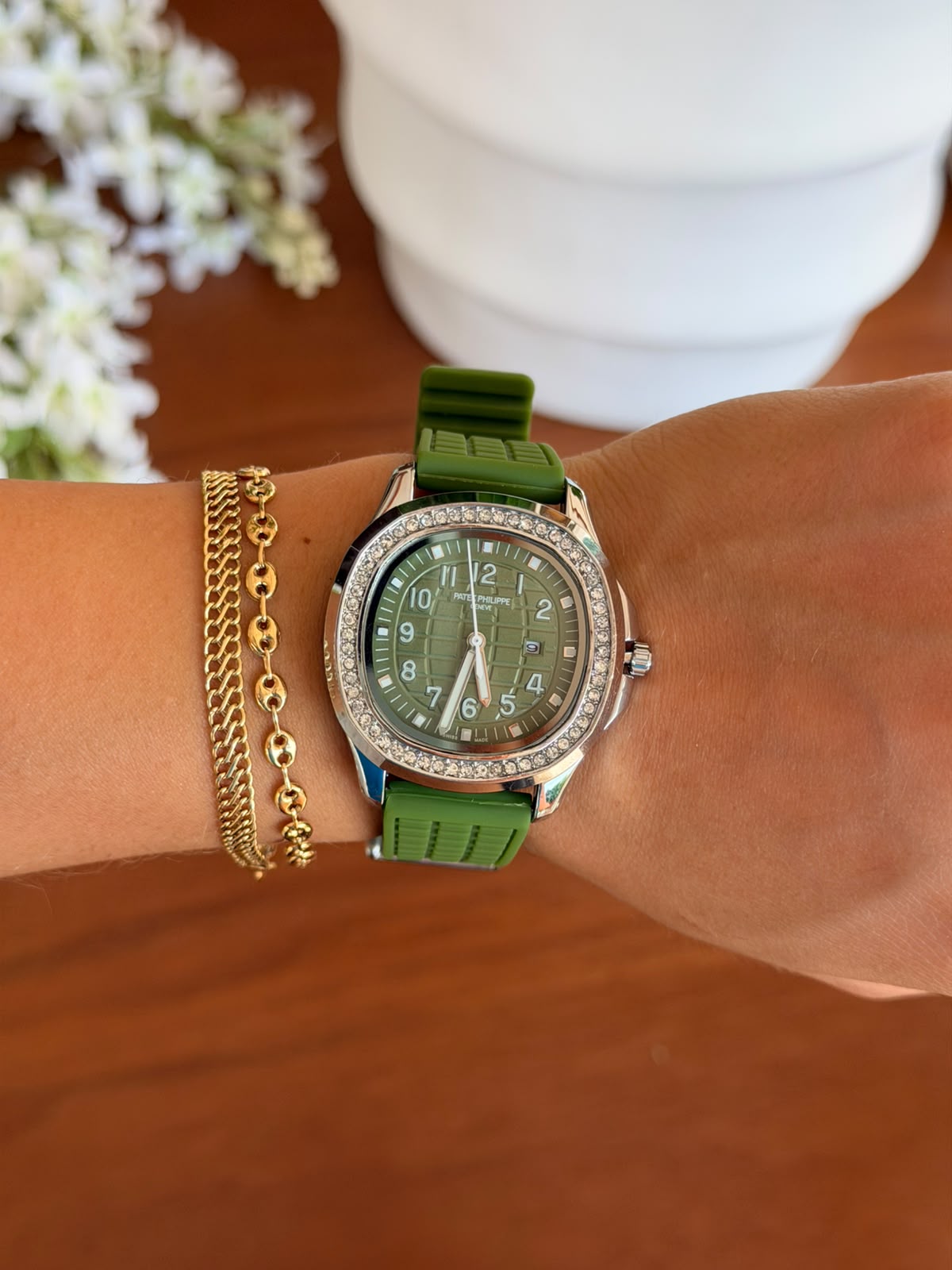 Ptk Mujer Circones 2026 Goma Verde Tablero Verde Plateado