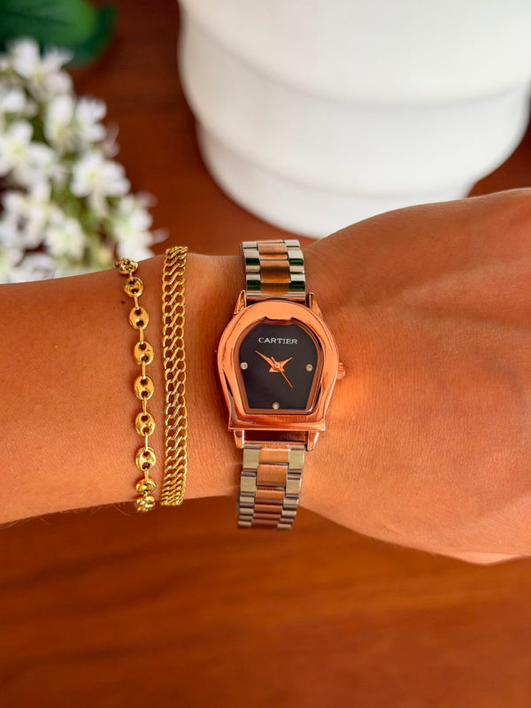 Crtr Mujer Bicolor Oro Rosa Tablero Negro