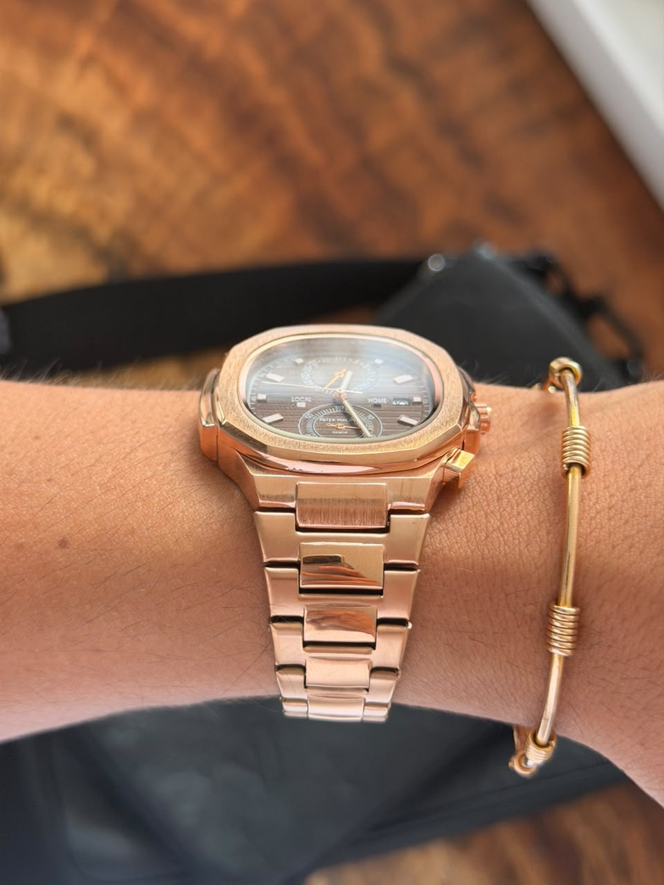 Ptk Crono Oro Rosa Tablero Cafe