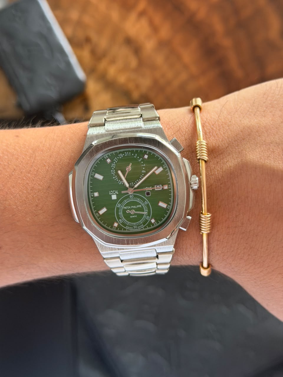 Ptk Crono Plateado Tablero Verde