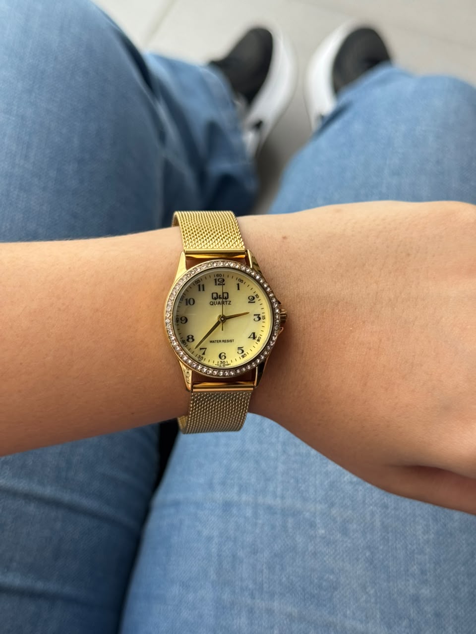 QYQ Mujer QA21 Circones Malla Dorado Tablero Dorado
