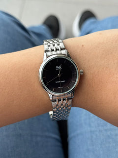 QYQ Mujer Quartz Plateado Tablero Negro