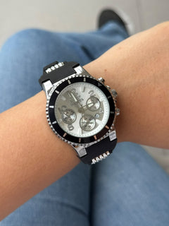 Invct 5H Mujer Goma Negra Tablero Plateado Negro Plateado