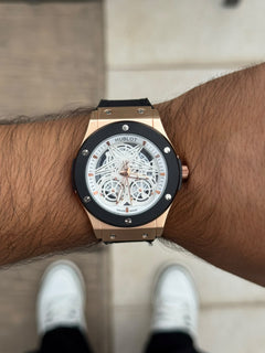 Hblt Big Bang Cuero Negro Tablero Blanco Oro Rosa Negro