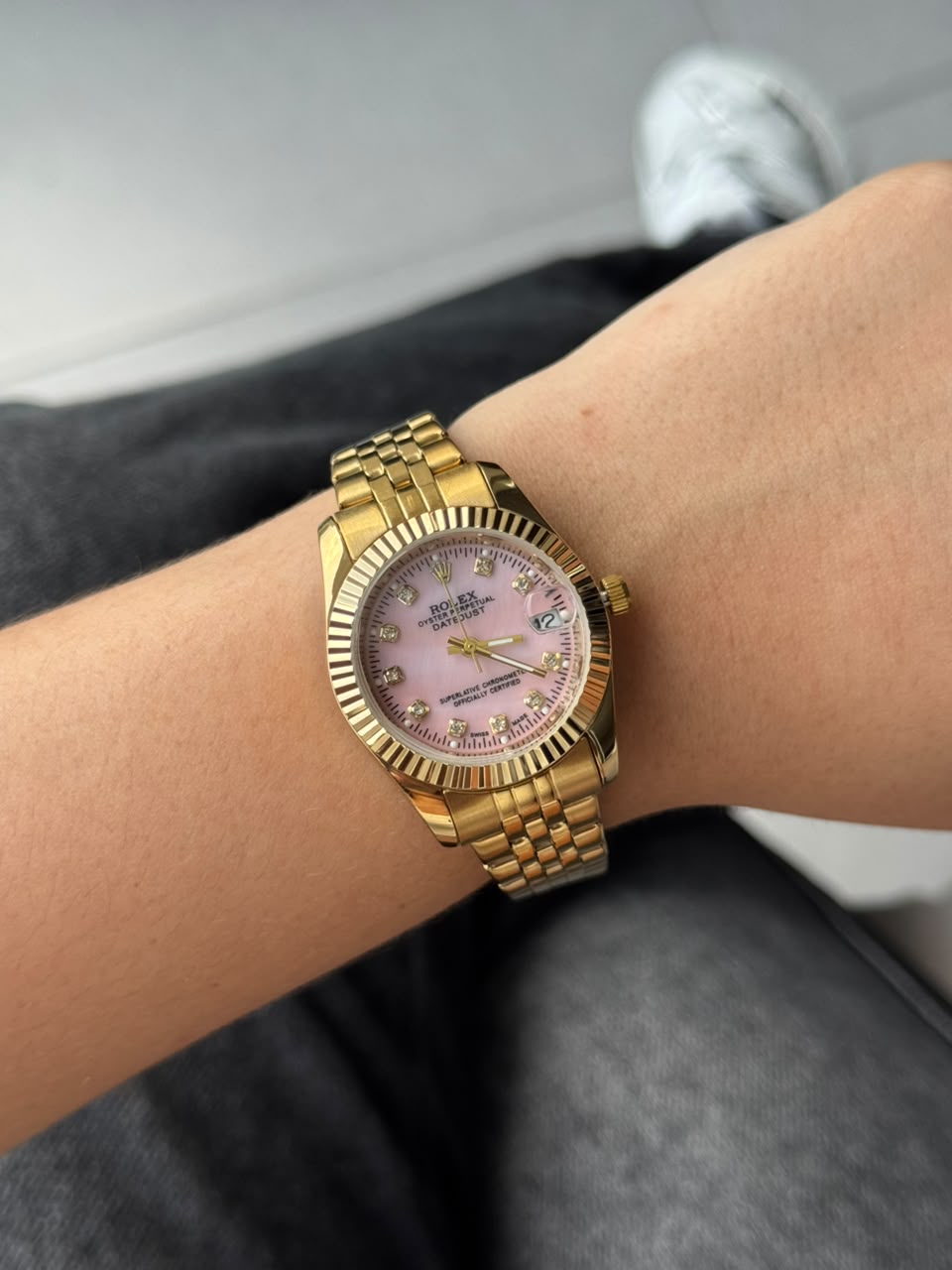 Rlx Mujer Dayjust Diamond Dorado Tablero rosa
