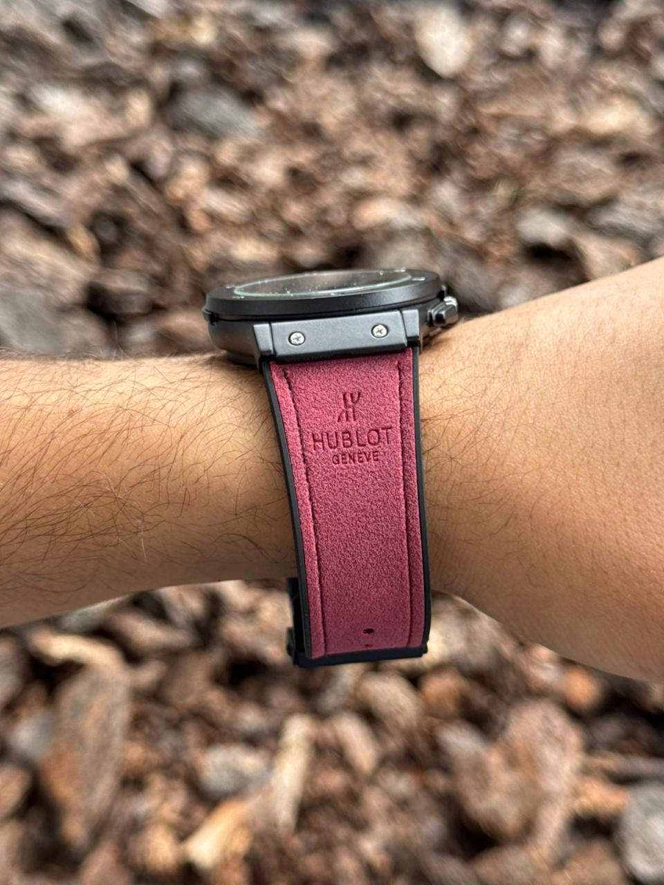 Hblt Luxe Correa Marron Tablero Plateado Negro