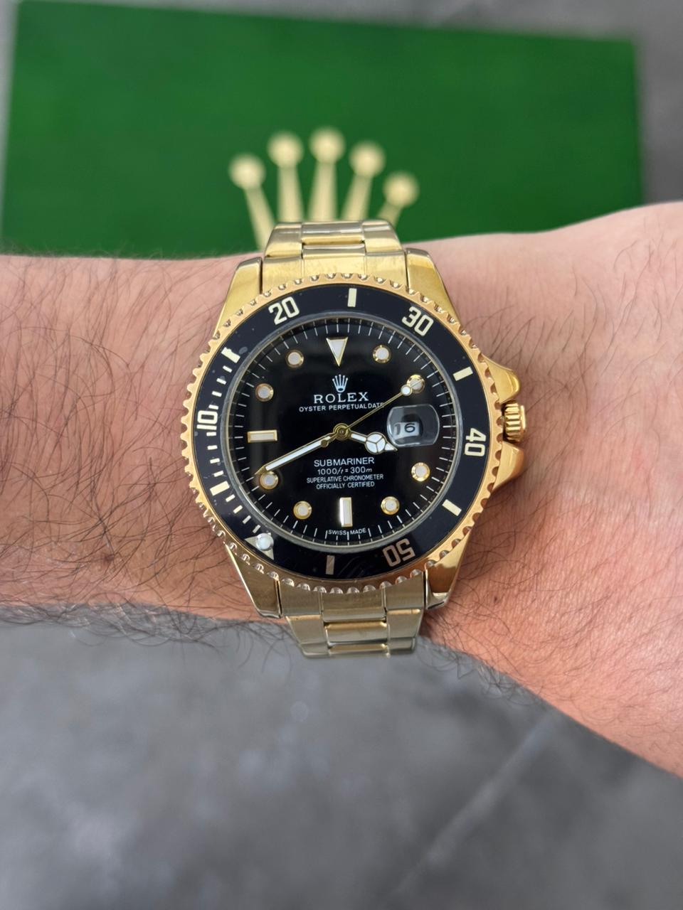 Rlx 2026 Submariner Dorado Tablero Negro Bisel Negro