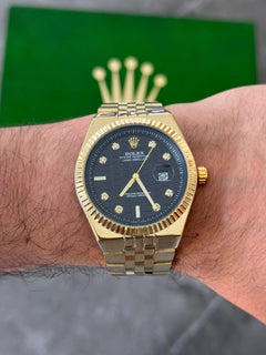 Rlx Day Date Diamond Dorado Tablero Negro