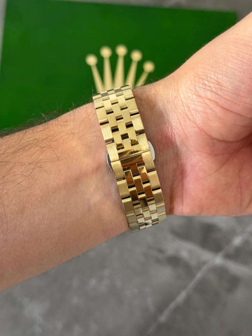 Rlx Day Date Diamond Dorado Tablero Negro