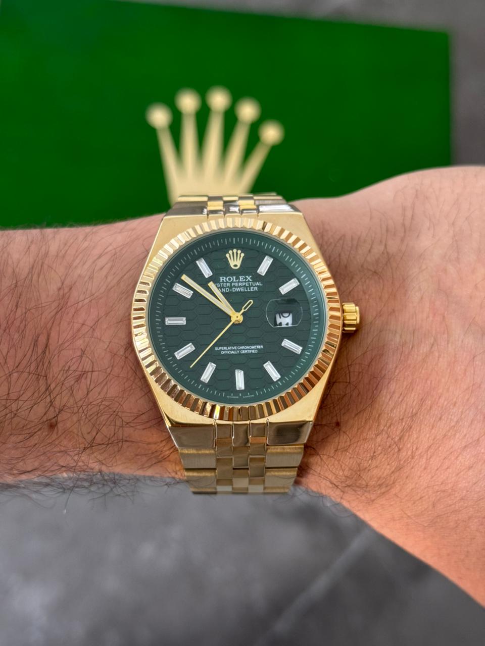 Rlx Oyster Luxe Dorado Tablero Verde