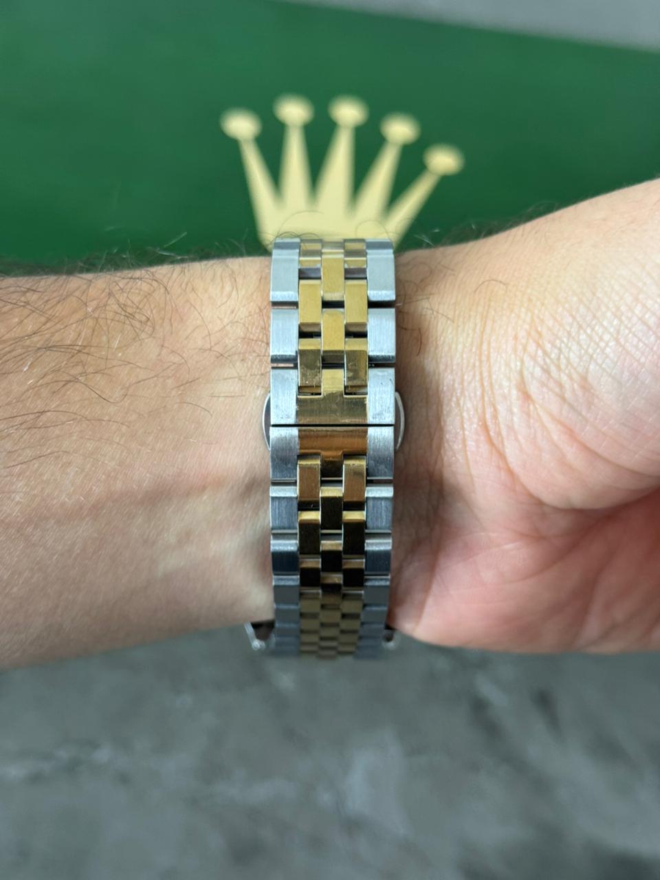Rlx Oyster Luxe Bicolor Dorado Tablero Verde