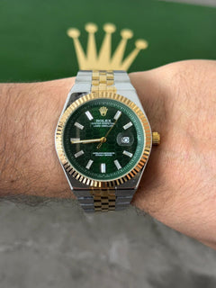Rlx Oyster Luxe Bicolor Dorado Tablero Verde