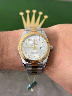 Rlx Arabe Liso Bicolor Dorado Tablero Plateado