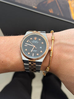 Rlx Day Date Diamond Bicolor Oro Rosa Tablero Negro