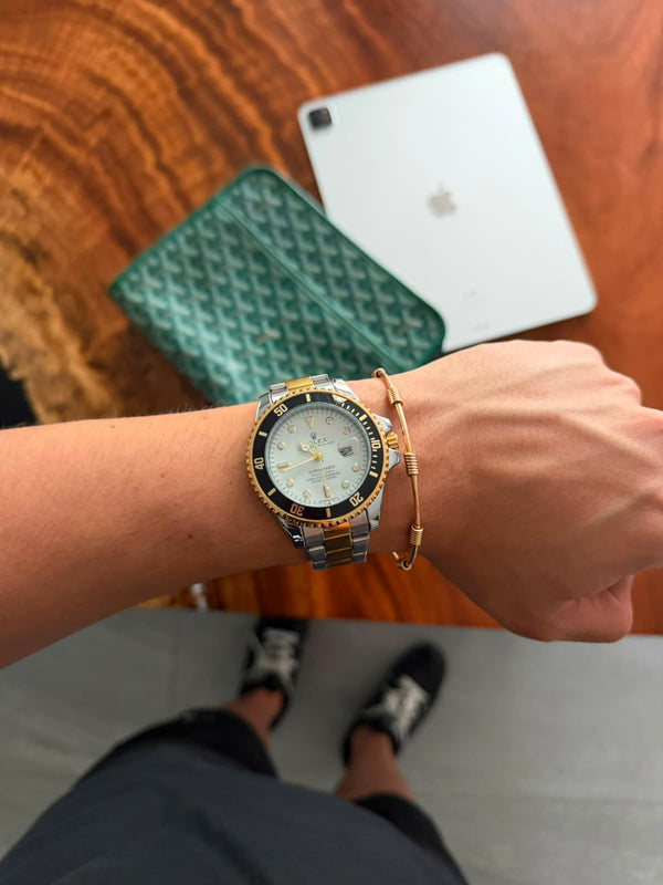 Rlx 2026 Submariner Bicolor Dorado Tablero Blanco Negro