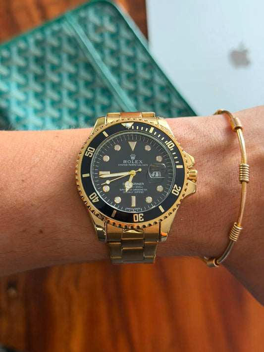 Rlx 2026 Submariner Dorado Tablero Negro Bisel Negro