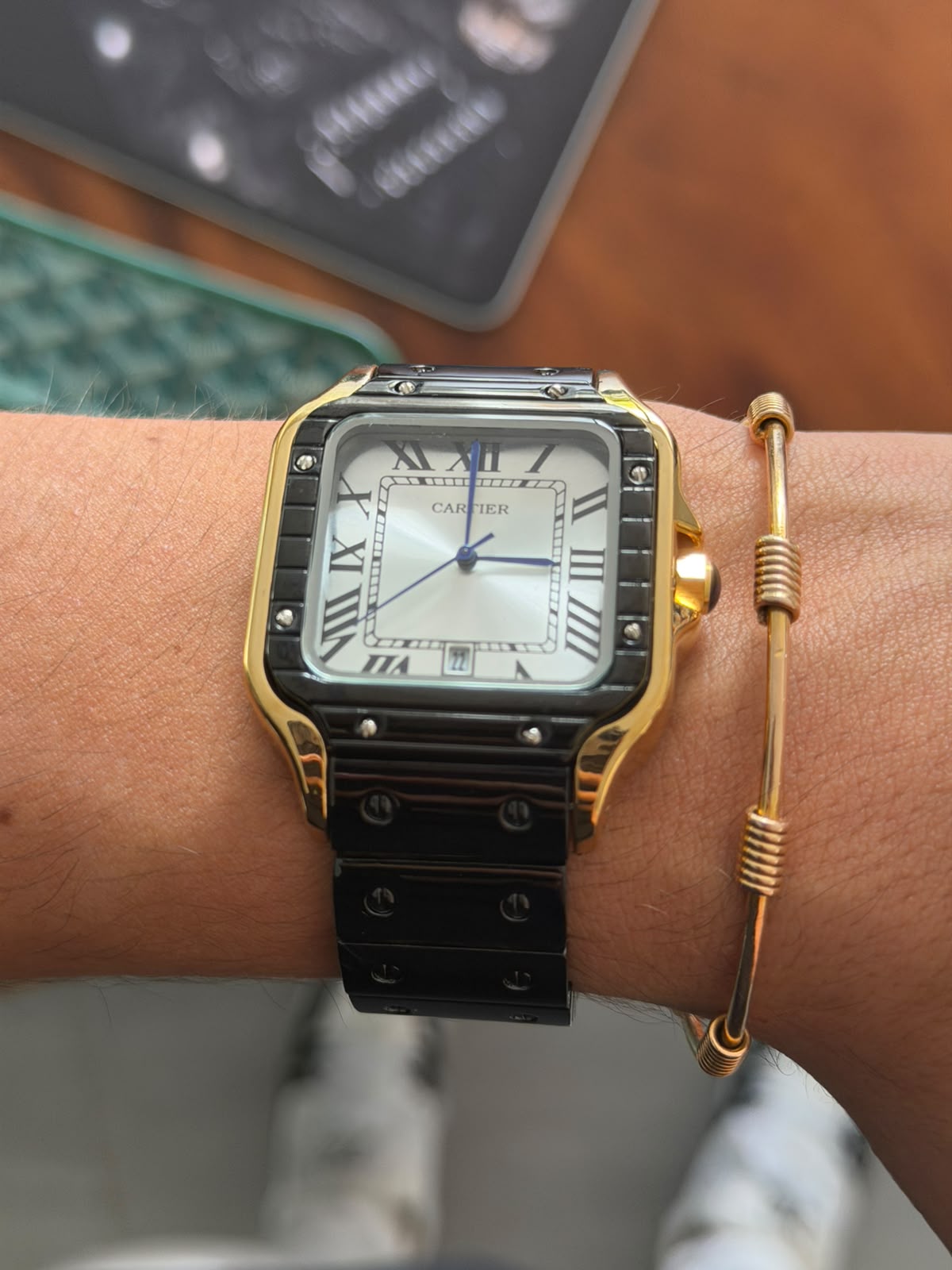 Crtr Santos Metalico Negro Tablero Plateado Dorado