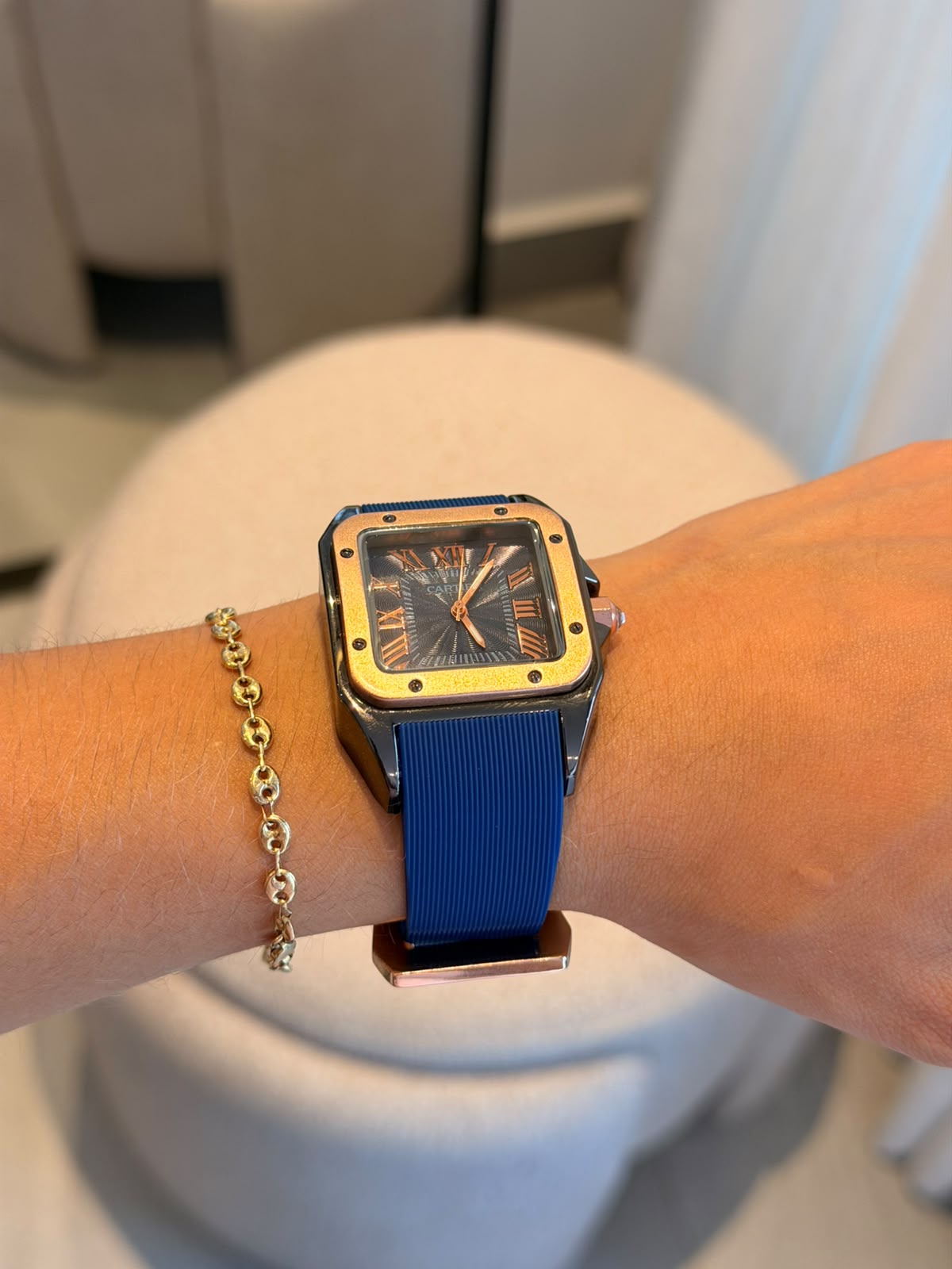 Crtr Mujer Santos New Goma Azul Tablero Azul Oro Rosa