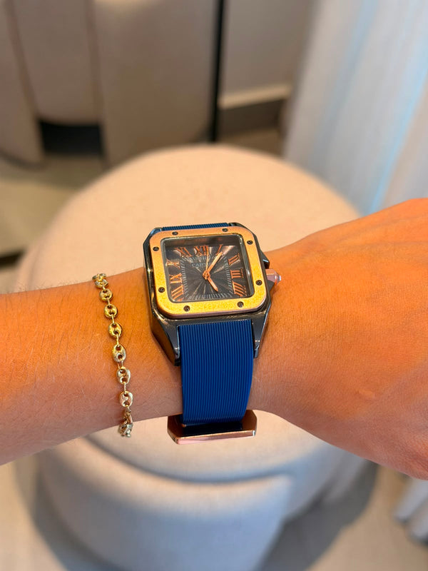 Crtr Mujer Santos New Goma Azul Tablero Azul Oro Rosa