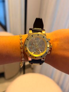 Invct 5H Mujer Goma Negra Tablero Dorado Dorado