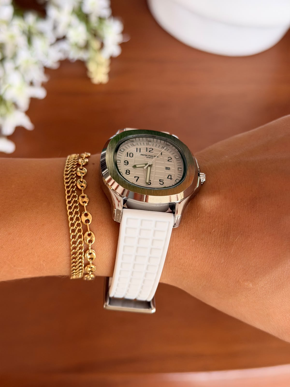 Ptk Mujer 2026 Goma Blanca Tablero Blanco Plateado