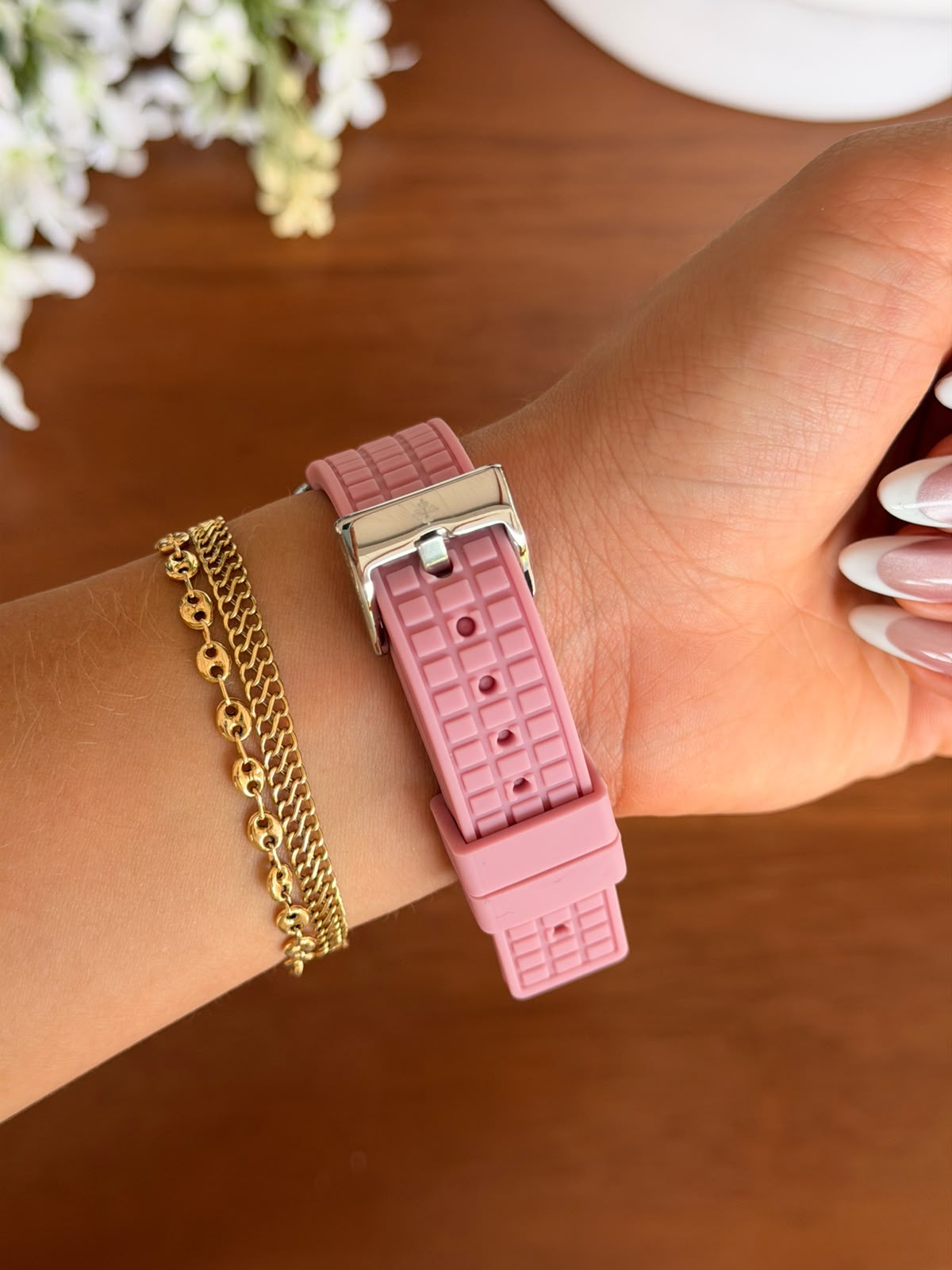 Ptk Mujer 2026 Goma Rosada Tablero Rosado Plateado