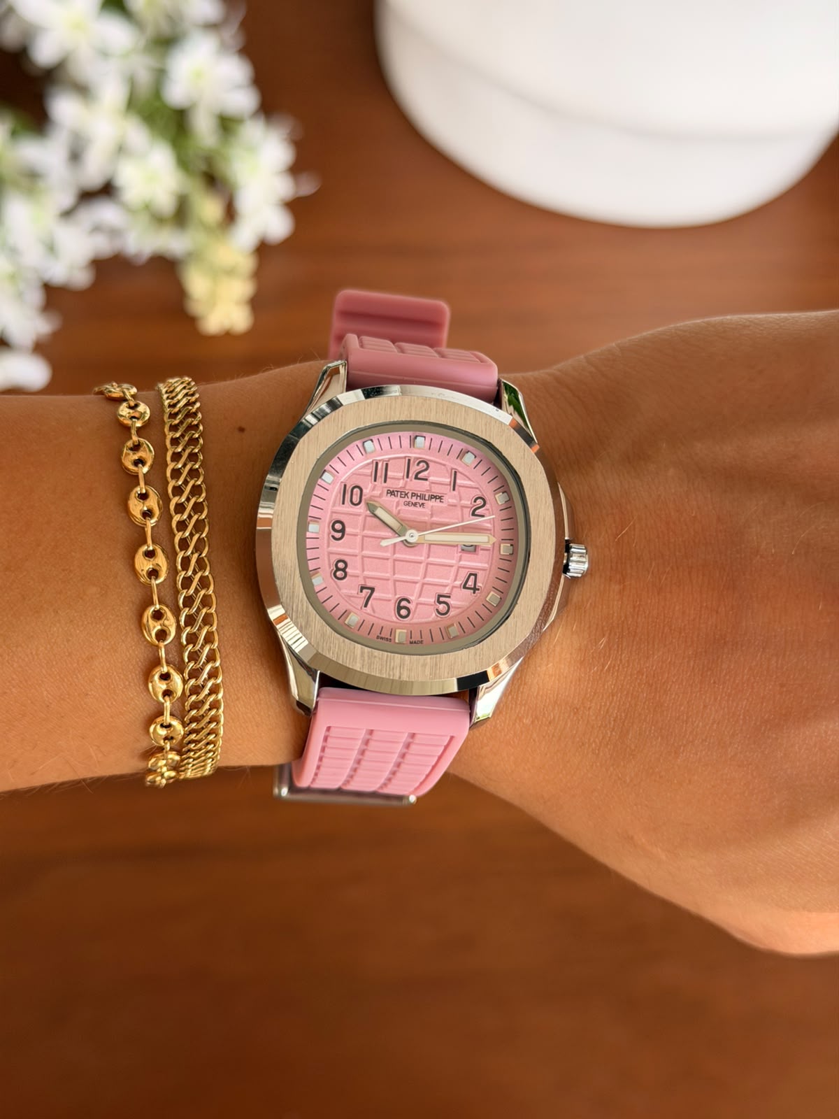 Ptk Mujer 2026 Goma Rosada Tablero Rosado Plateado