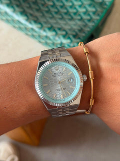 Rlx Oyster Luxe Plateado Tablero Azul