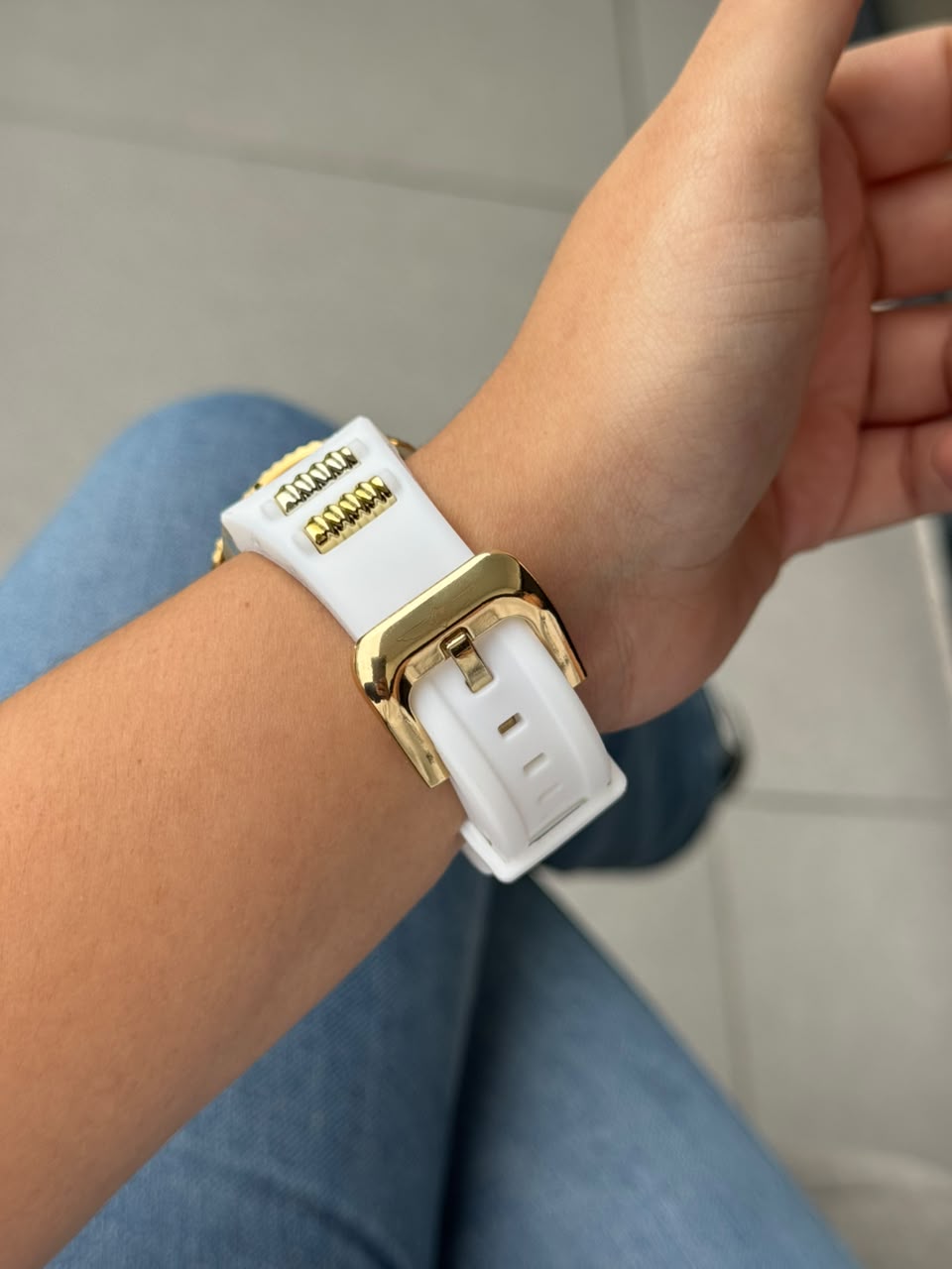 Invct 5H Mujer Goma Blanca Tablero Dorado Negro Dorado