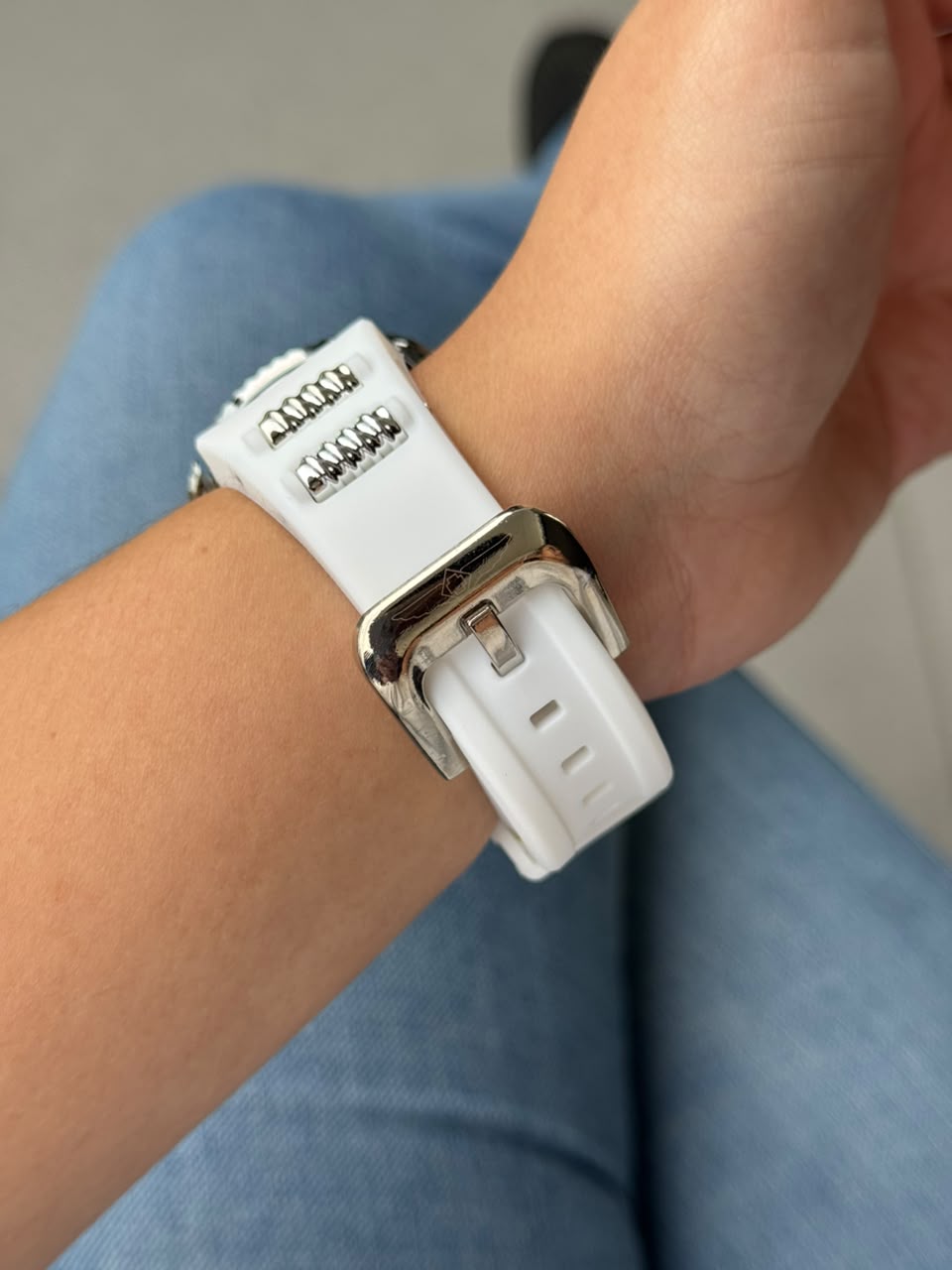 Invct 5H Mujer Goma Blanca Tablero Plateado Blanco