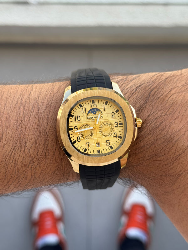Ptk Goma Crono Negra Tablero Dorado