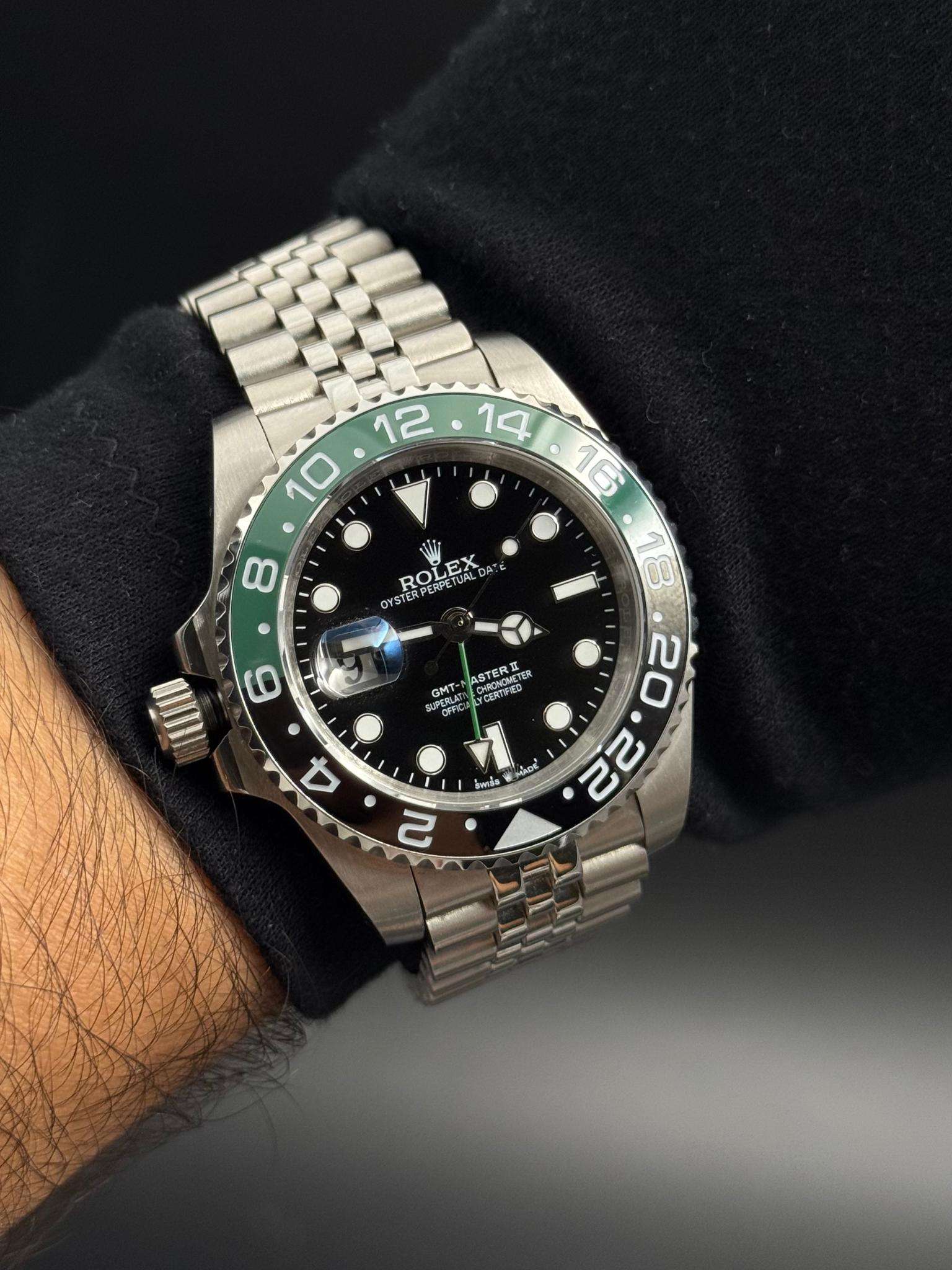 Rlx GMT-MASTER 2 Exclusive Plateado Tablero Negro-Verde