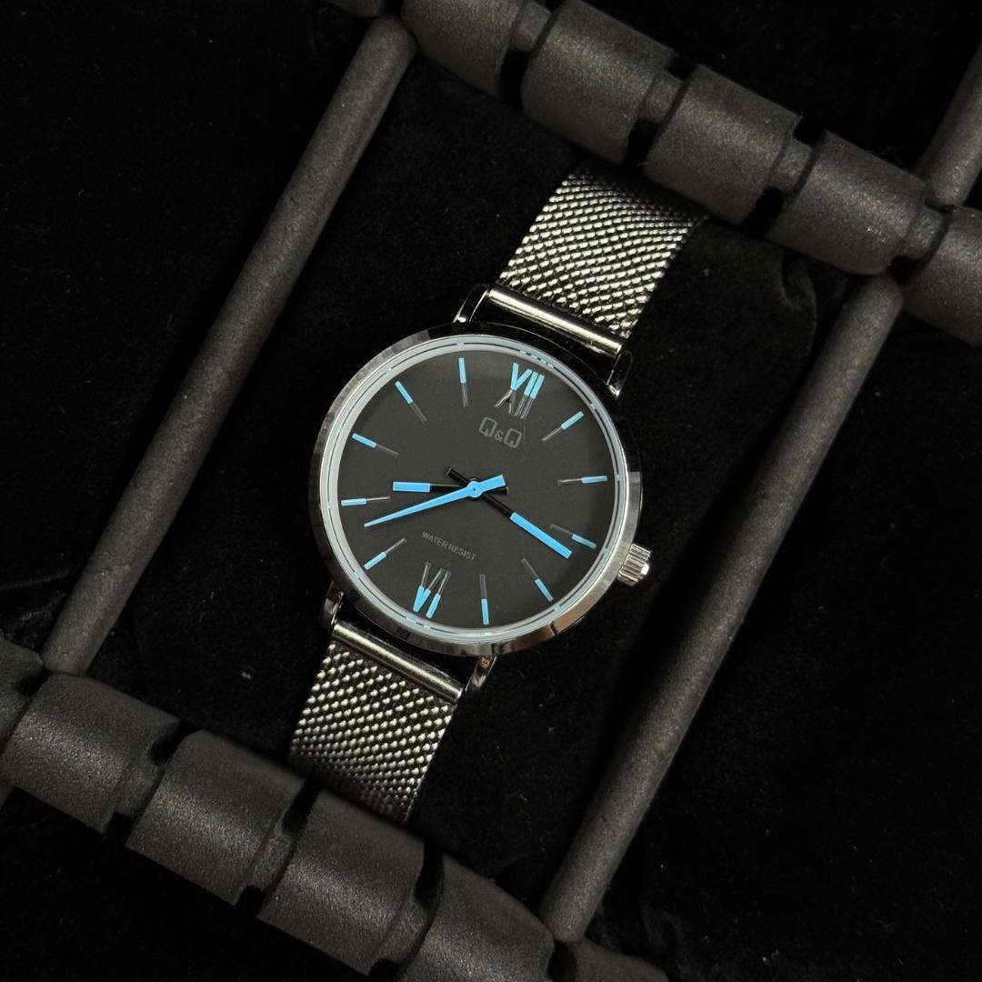 QYQ Dama Plateado Tablero Negro-Azul