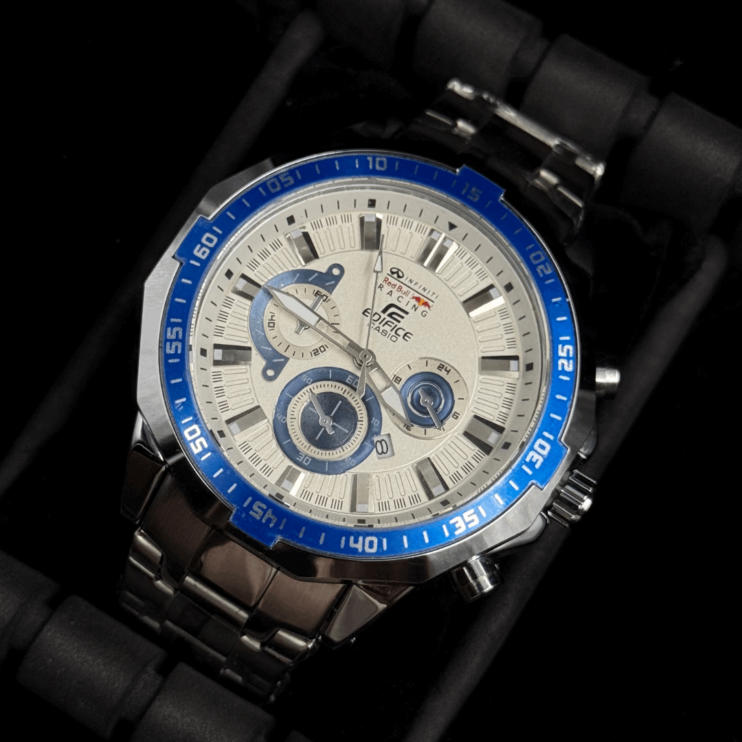 Cso Edifice P.U Plateado Tablero Blanco-Azul